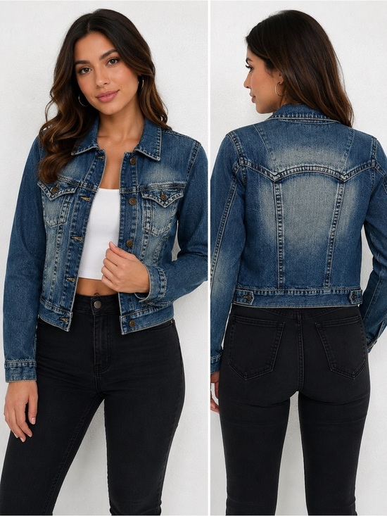 Tayssir Jeans Jackets & Blazers - Tayssir Jeans Denim Jacket Women’s Size S Blue 100% Cotton Button Front Trucker